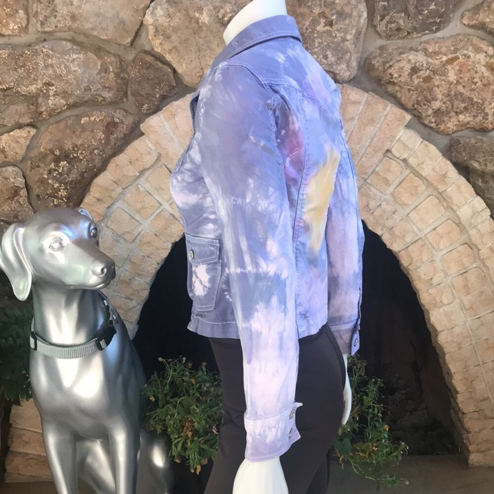 Vintage GAP Purple Tie Dye Denim Two Button Jacket Cotton Women's Size 2 - Picture 4 of 8